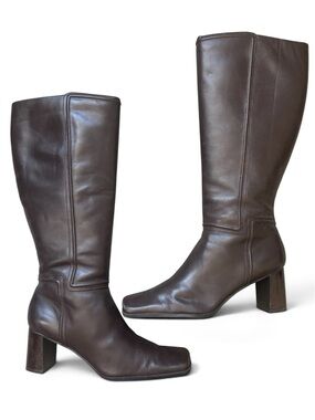 Nine & Company Brown Leather Knee-High Boots | Size 8.5